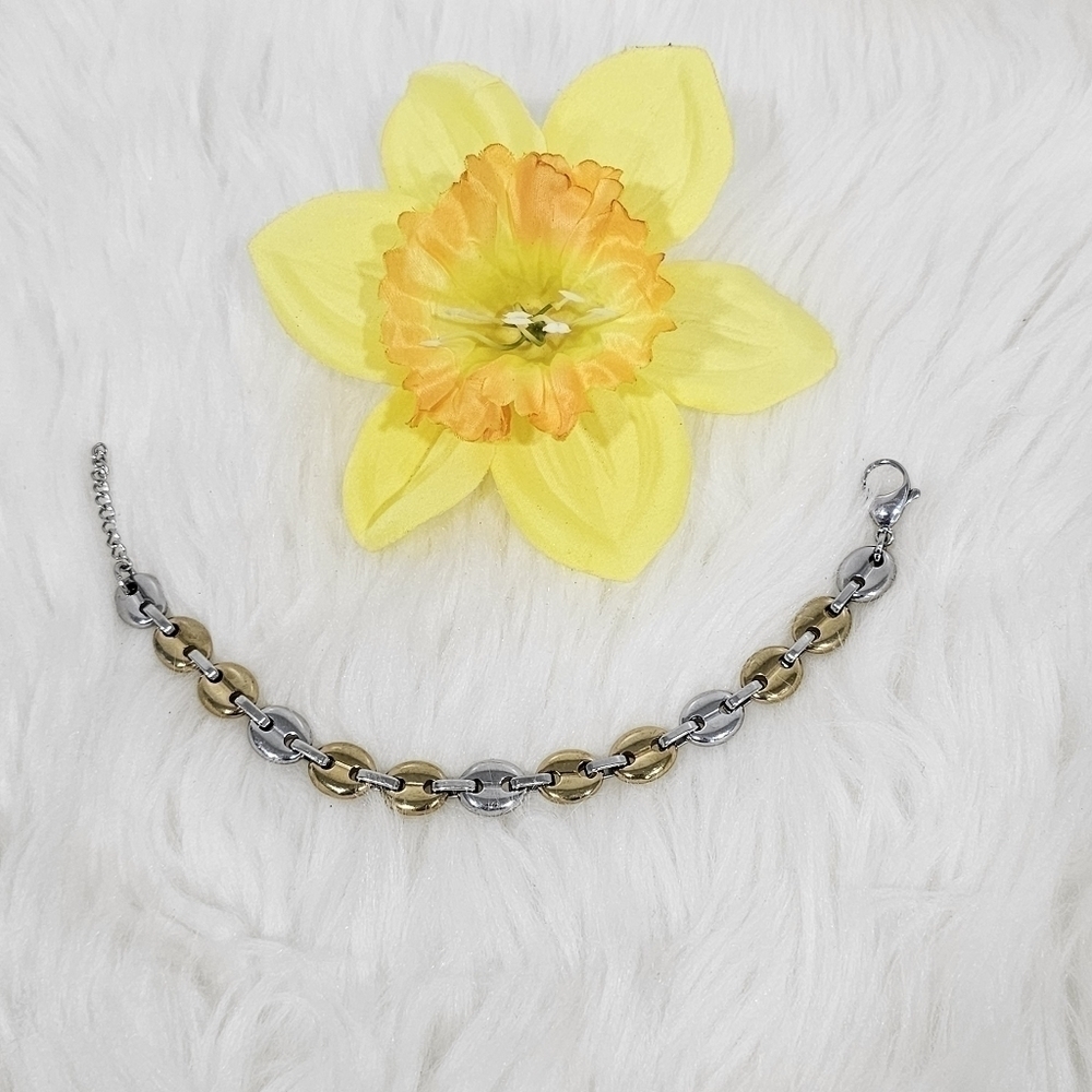 Stainless steel bracelet  gold and silver